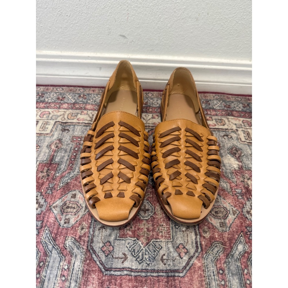 Nisolo Huarache Sandals mens 12 Brandy Brown Woven Leather Flats NEW